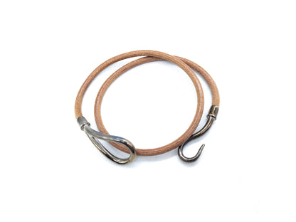 HERMES Leather Double Bracelet Bracelet Bangle