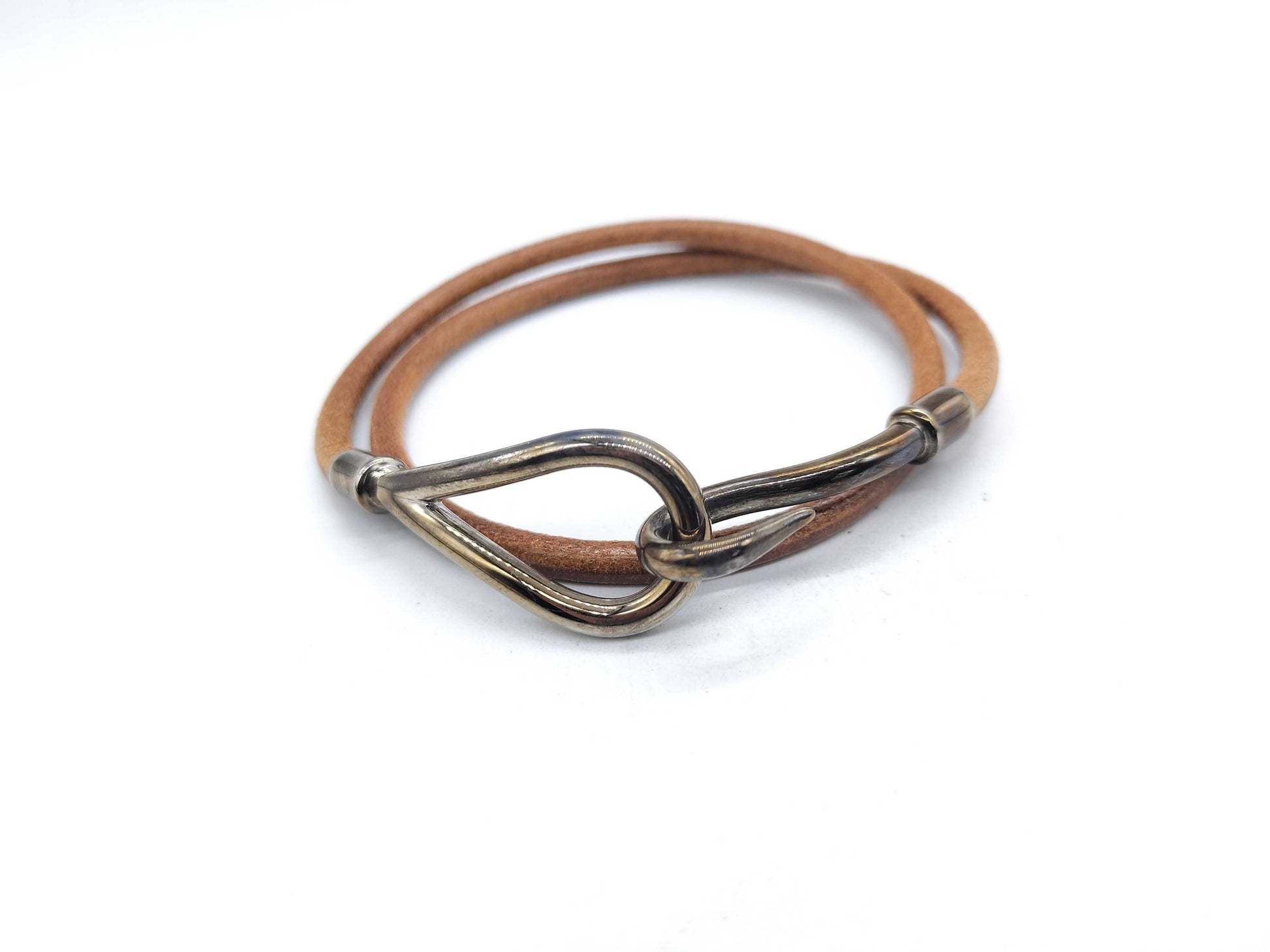 HERMES Leather Double Bracelet Bracelet Bangle