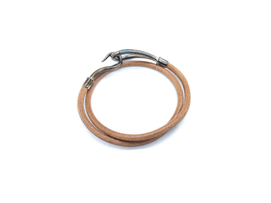 HERMES Leather Double Bracelet Bracelet Bangle