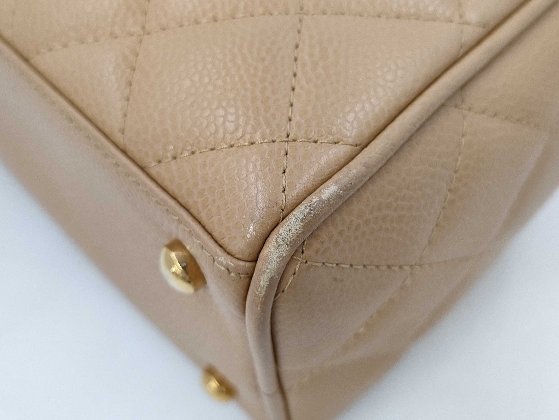 CHANEL Mini Boston Caviar Matlasse Handbag