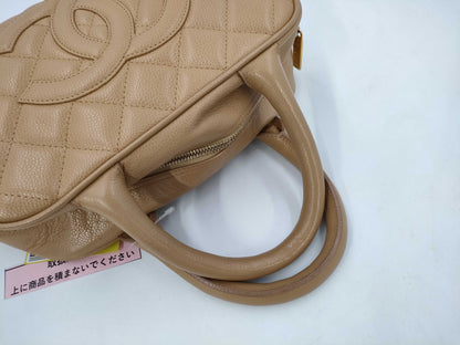 CHANEL Mini Boston Caviar Matlasse Handbag