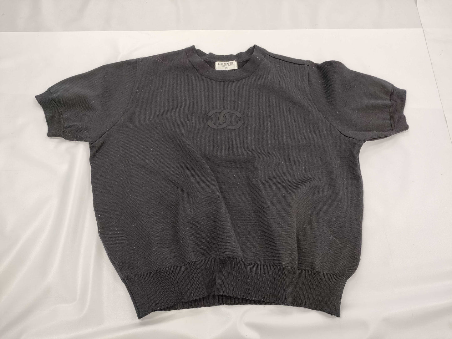 CHANEL Coco Mark Knit T-Shirt Vintage Tops