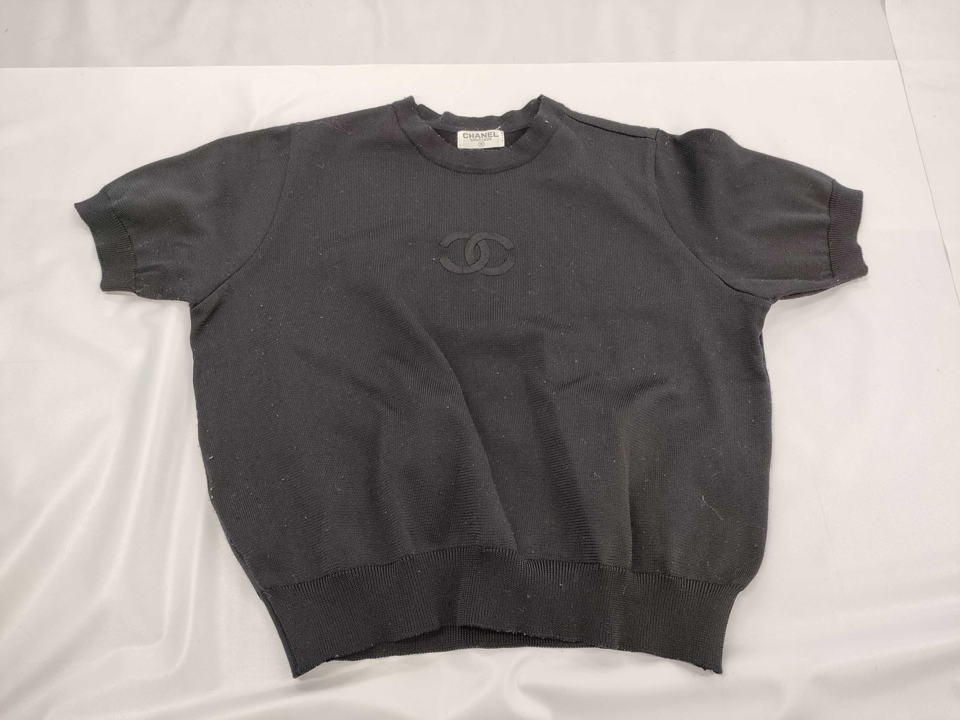 CHANEL Coco Mark Knit T-Shirt Vintage Tops