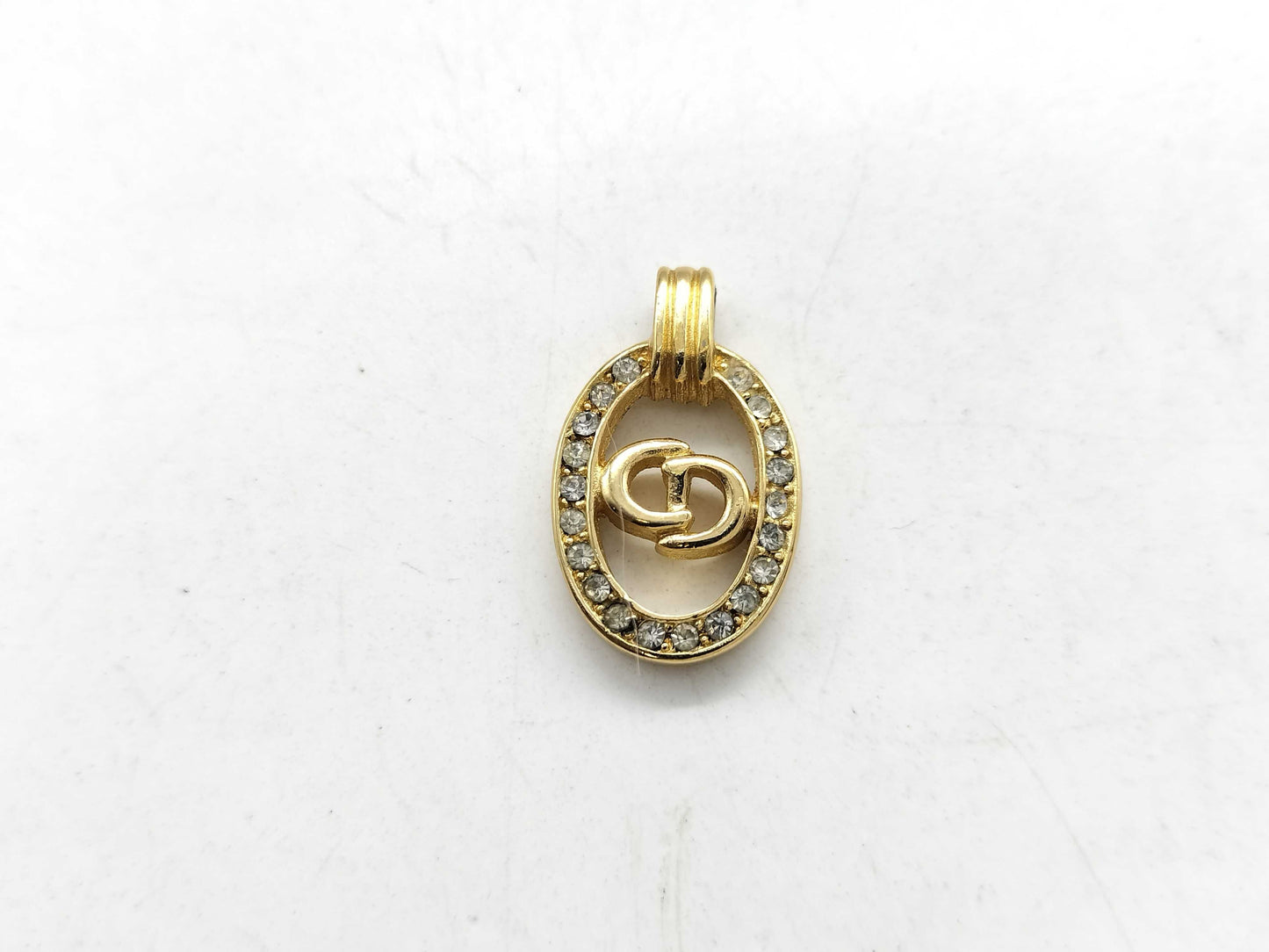 Dior Circle Logo Rhinestone Top Pendant Top