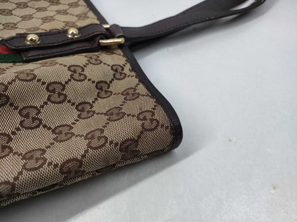 GUCCI GG Canvas Sherry Line Tote Bag