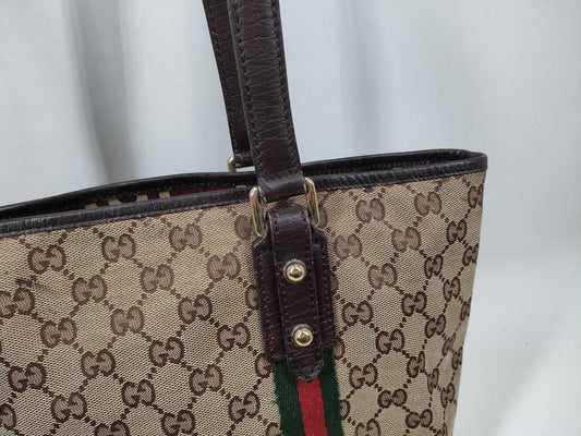 GUCCI GG Canvas Sherry Line Tote Bag