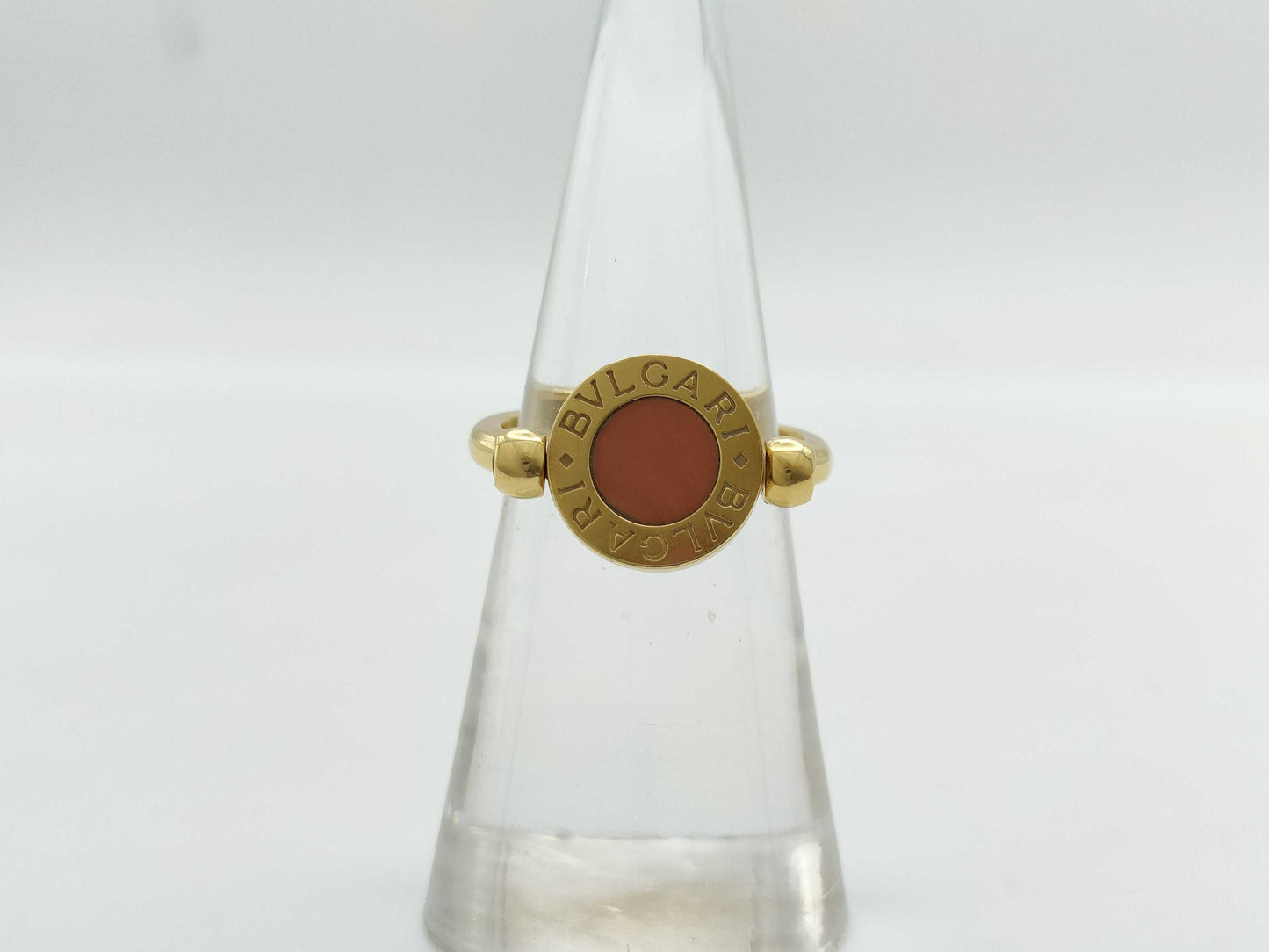 BVLGARI BB Flip Coral Onyx YG 750 5.9g Ring 