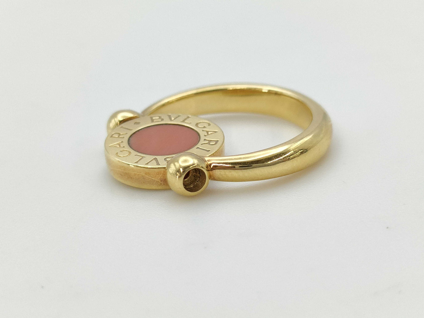 BVLGARI BB Flip Coral Onyx YG 750 5.9g Ring 