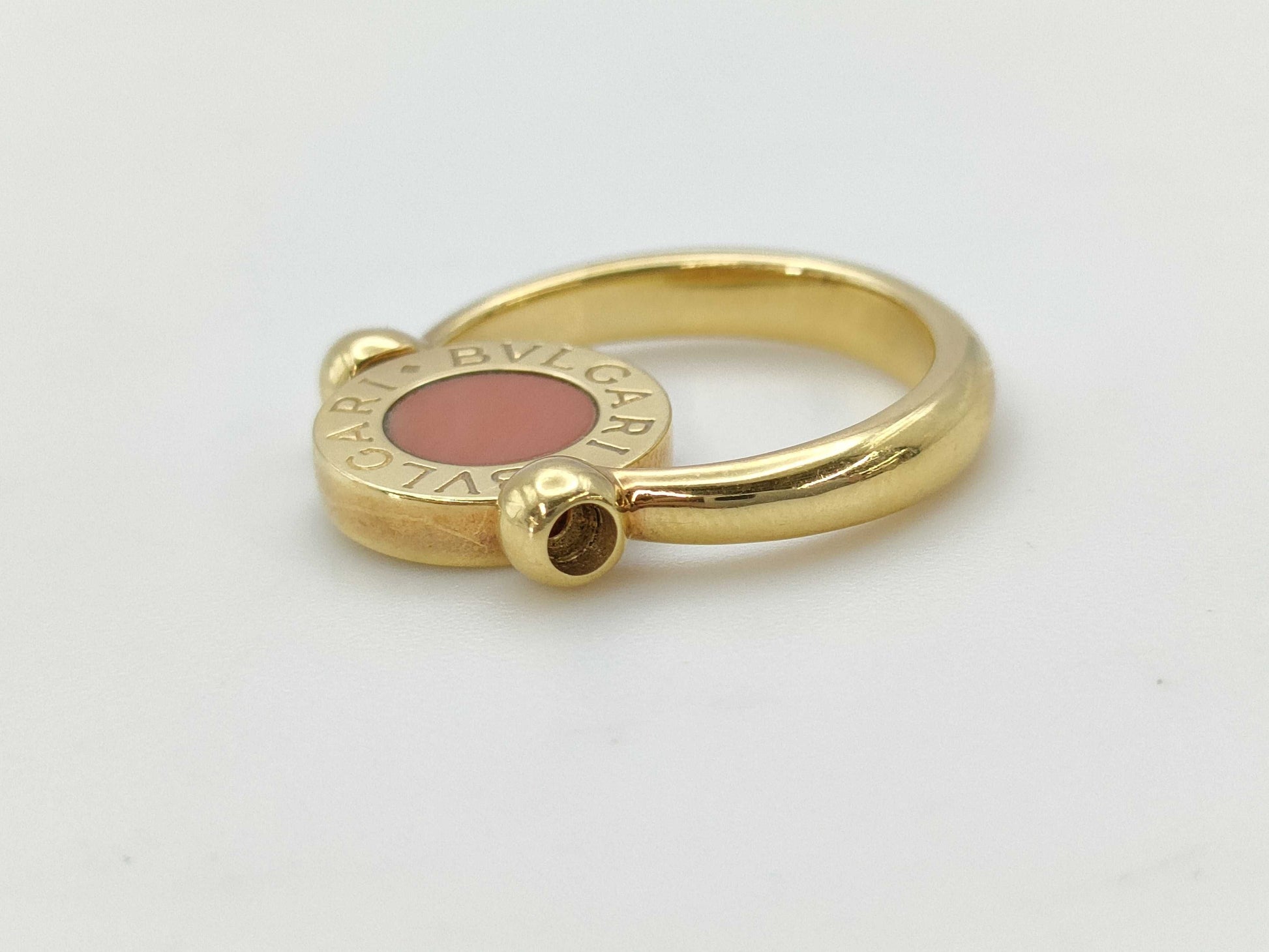 BVLGARI BB Flip Coral Onyx YG 750 5.9g Ring 