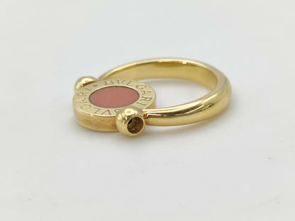 BVLGARI BB Flip Coral Onyx YG 750 5.9g Ring 