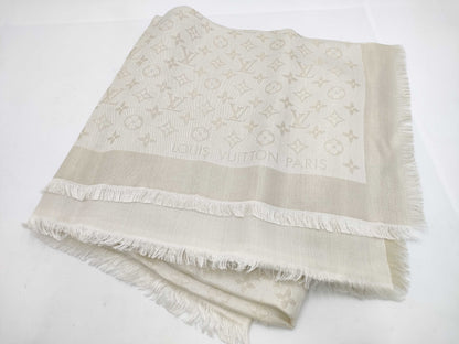 LOUIS VUITTON Large Shawl White Scarf