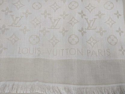 LOUIS VUITTON Large Shawl White Scarf