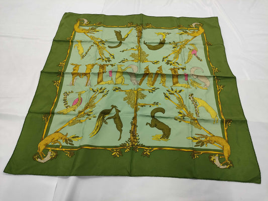 HERMES Carre Carre 90 Animal Alphabet Scarf