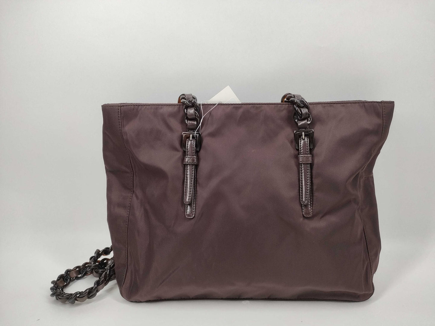 PRADA Nylon Chain Shoulder Tote Bag