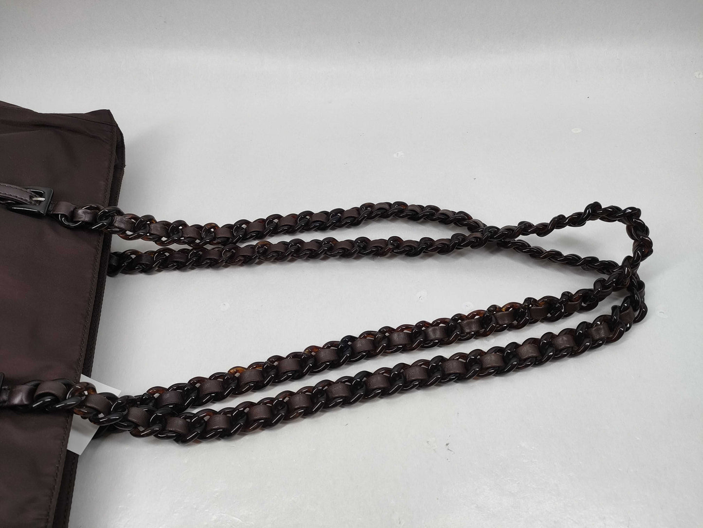 PRADA Nylon Chain Shoulder Tote Bag