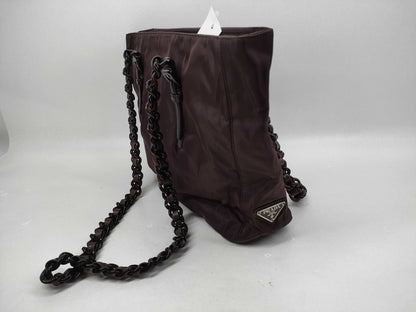 PRADA Nylon Chain Shoulder Tote Bag