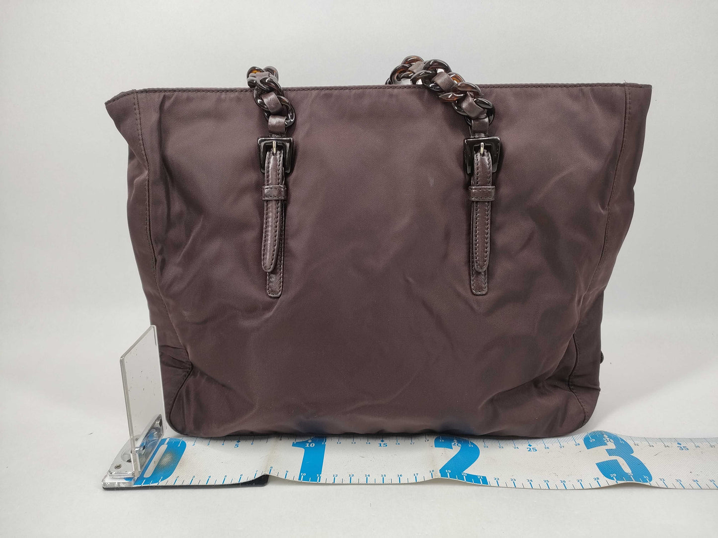 PRADA Nylon Chain Shoulder Tote Bag