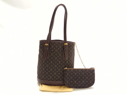 LOUIS VUITTON Monogram Minilan M95226 Bucket PM Tote Bag with Pouch
