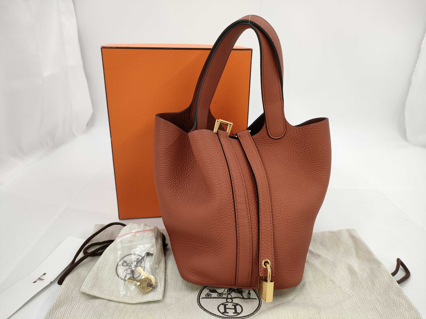 HERMES Picotin Lock PM Handbag, Brown, Gold Hardware, D Stamp