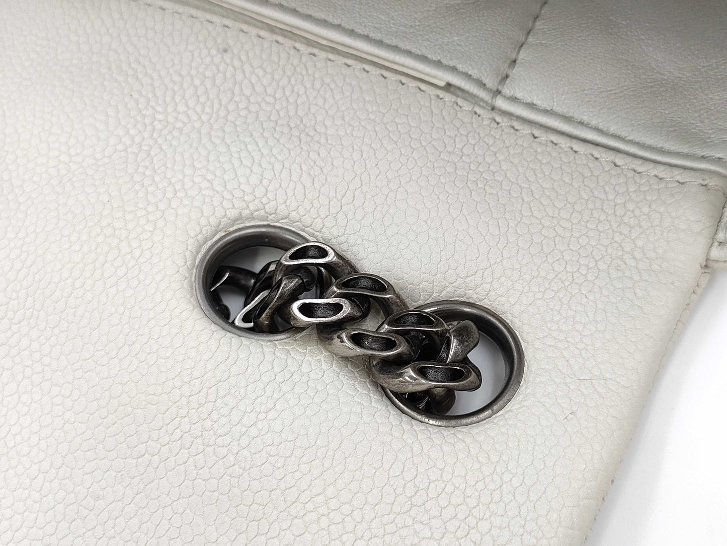 CHANEL Caviar Skin 2.55 Chain Shoulder Single Flap White Shoulder Bag