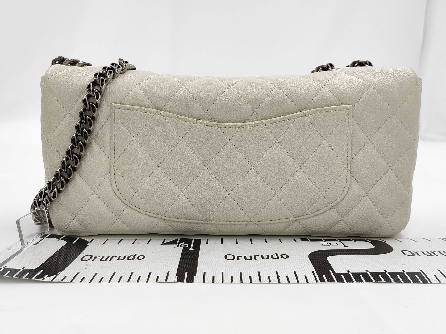 CHANEL Caviar Skin 2.55 Chain Shoulder Single Flap White Shoulder Bag