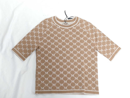 MaxMara S MaxMara logo print knit short sleeve top with tags