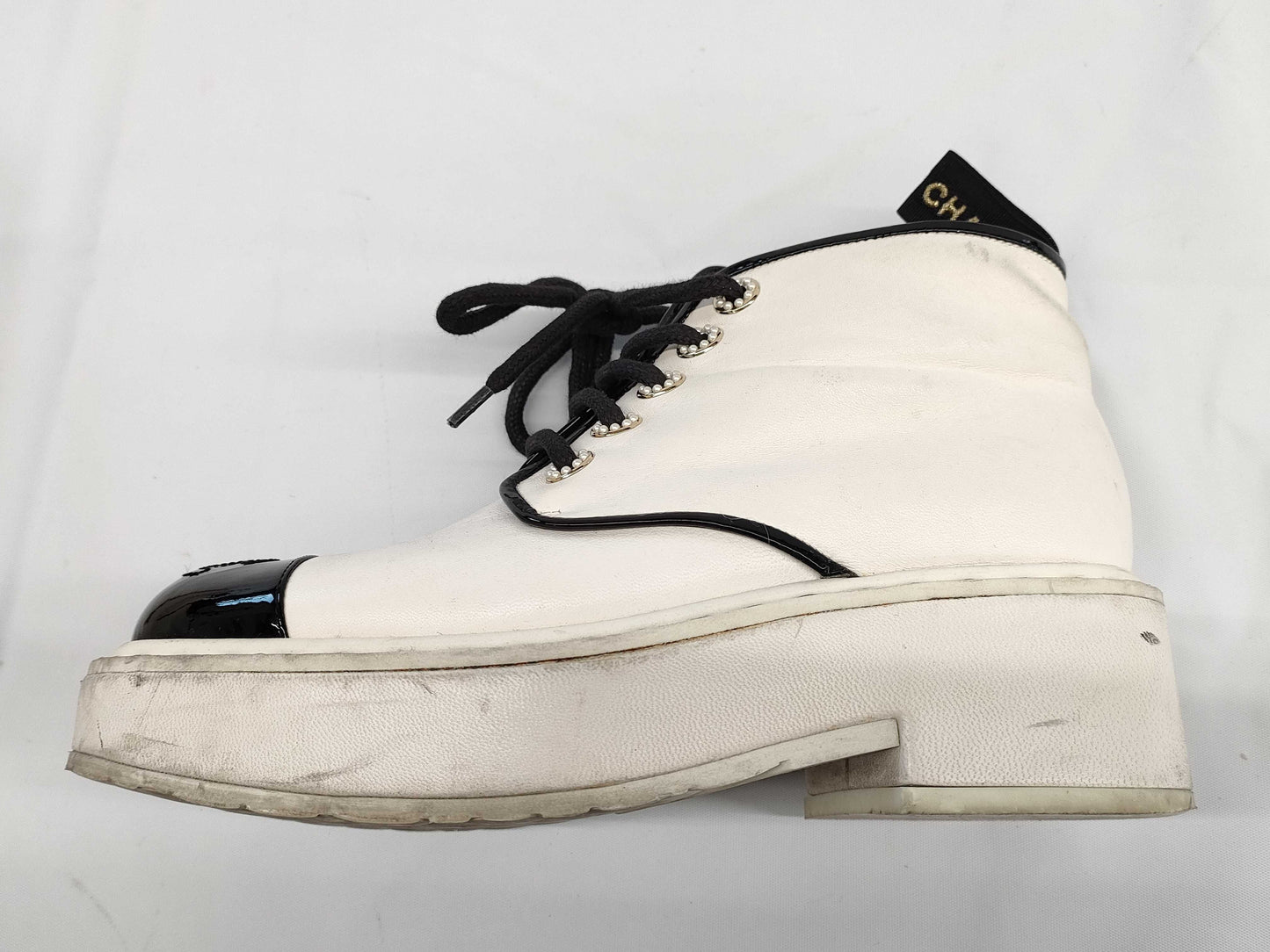 CHANEL White 35 1/2C Coco Sneakers