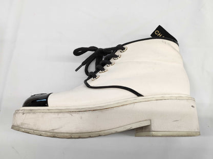 CHANEL White 35 1/2C Coco Sneakers