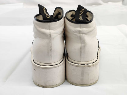 CHANEL White 35 1/2C Coco Sneakers