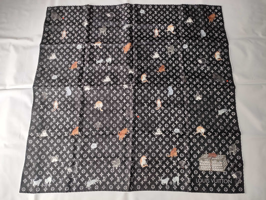 LOUIS VUITTON Monogram Scarf Animal Carre Catgram Scarf