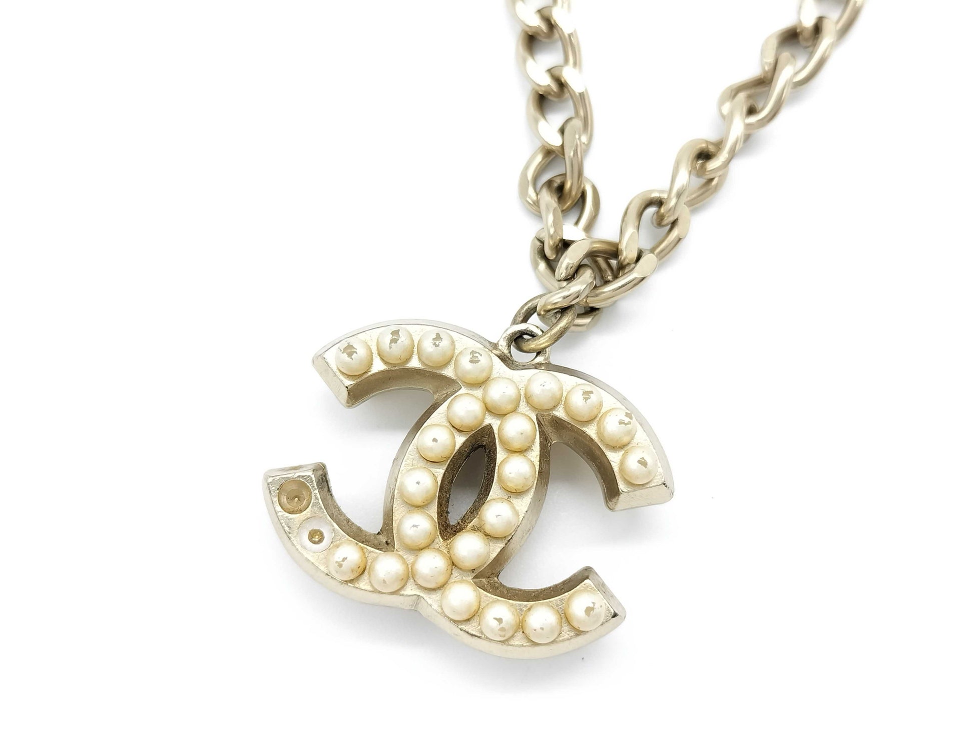 CHANEL Coco Mark Silver Coco Necklace