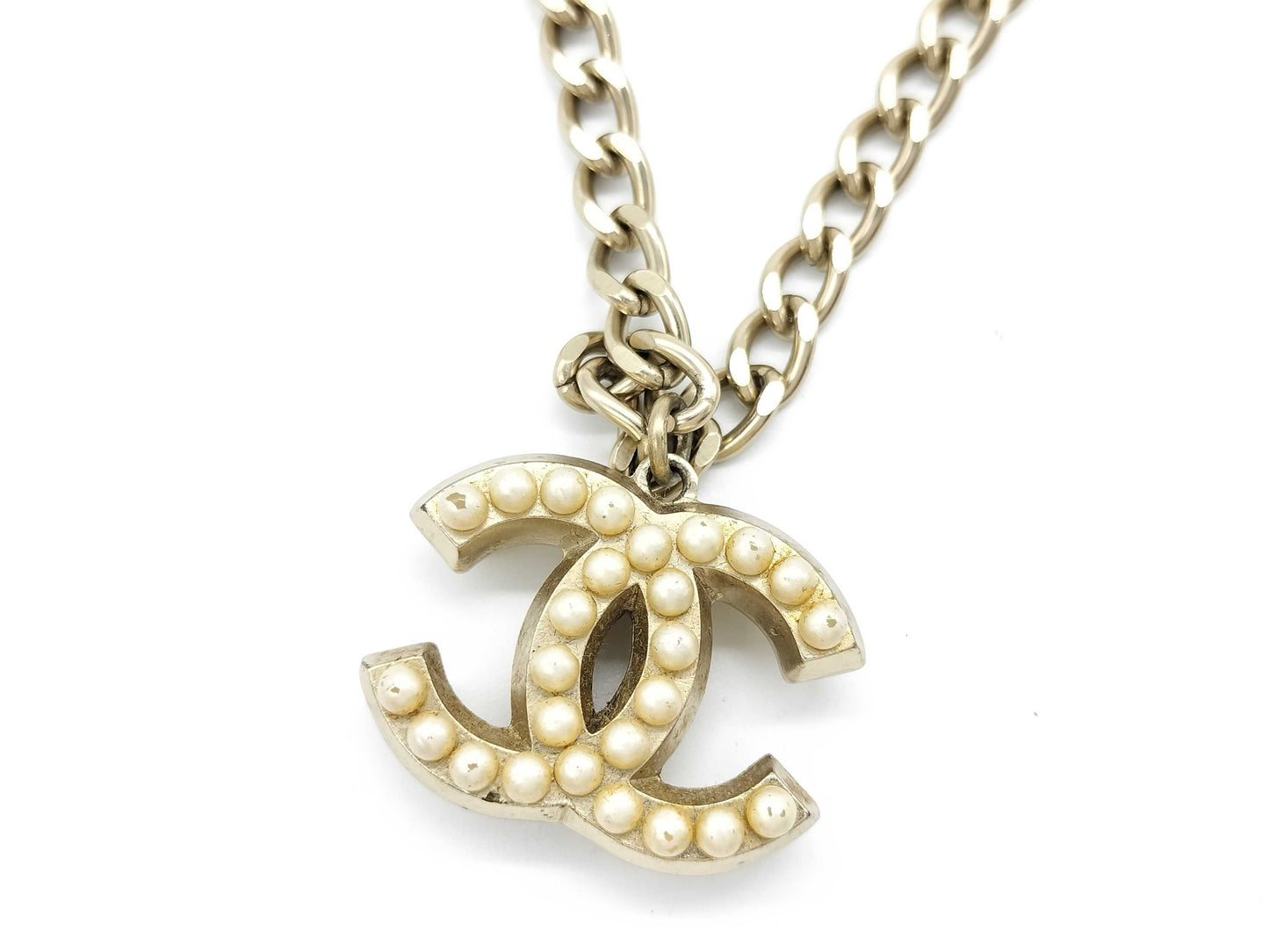 CHANEL Coco Mark Silver Coco Necklace