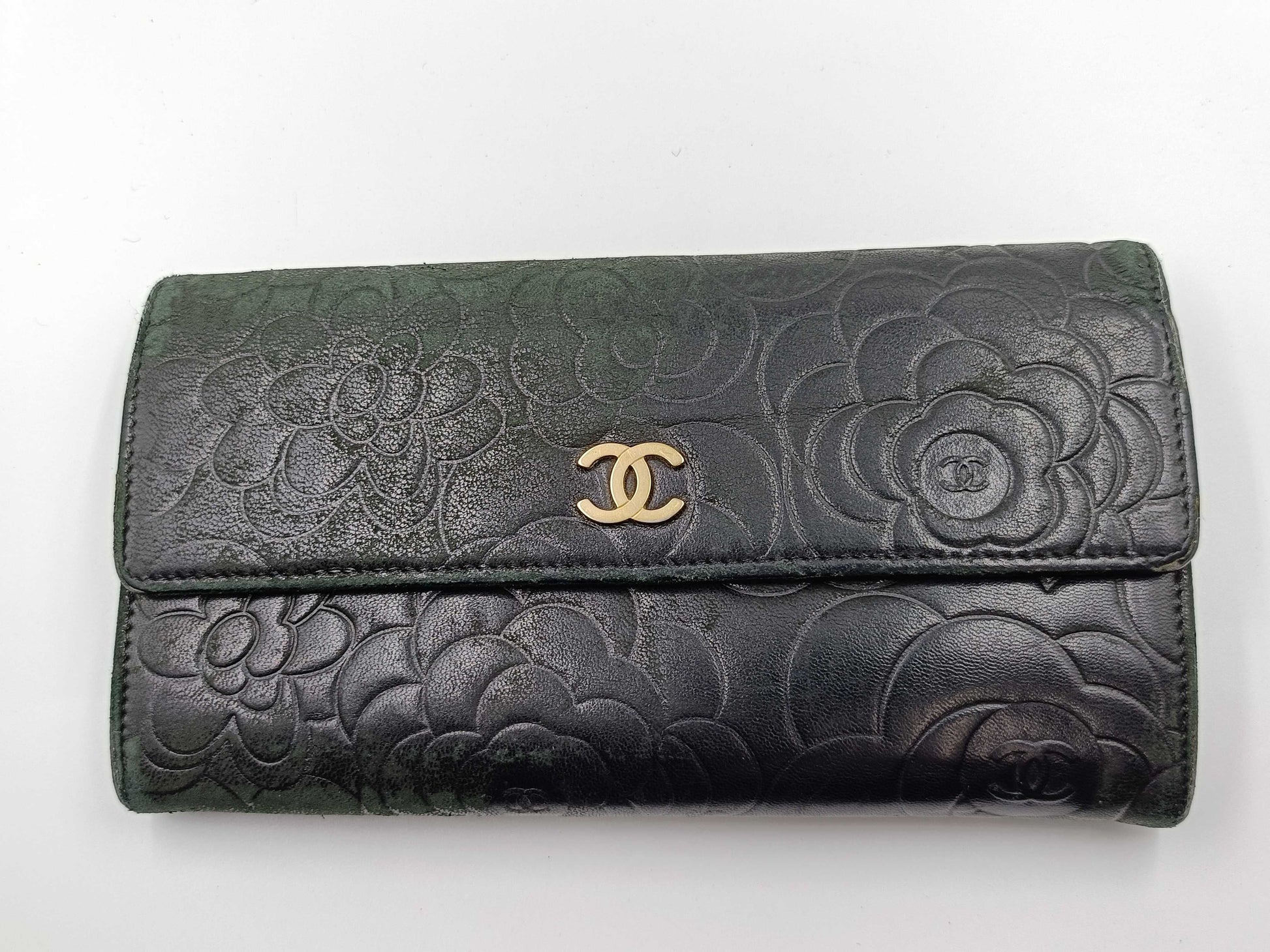 CHANEL Camellia Leather Long Wallet