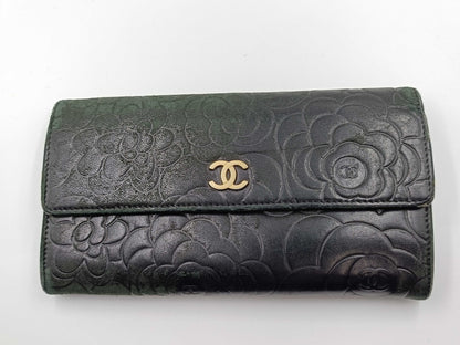 CHANEL Camellia Leather Long Wallet
