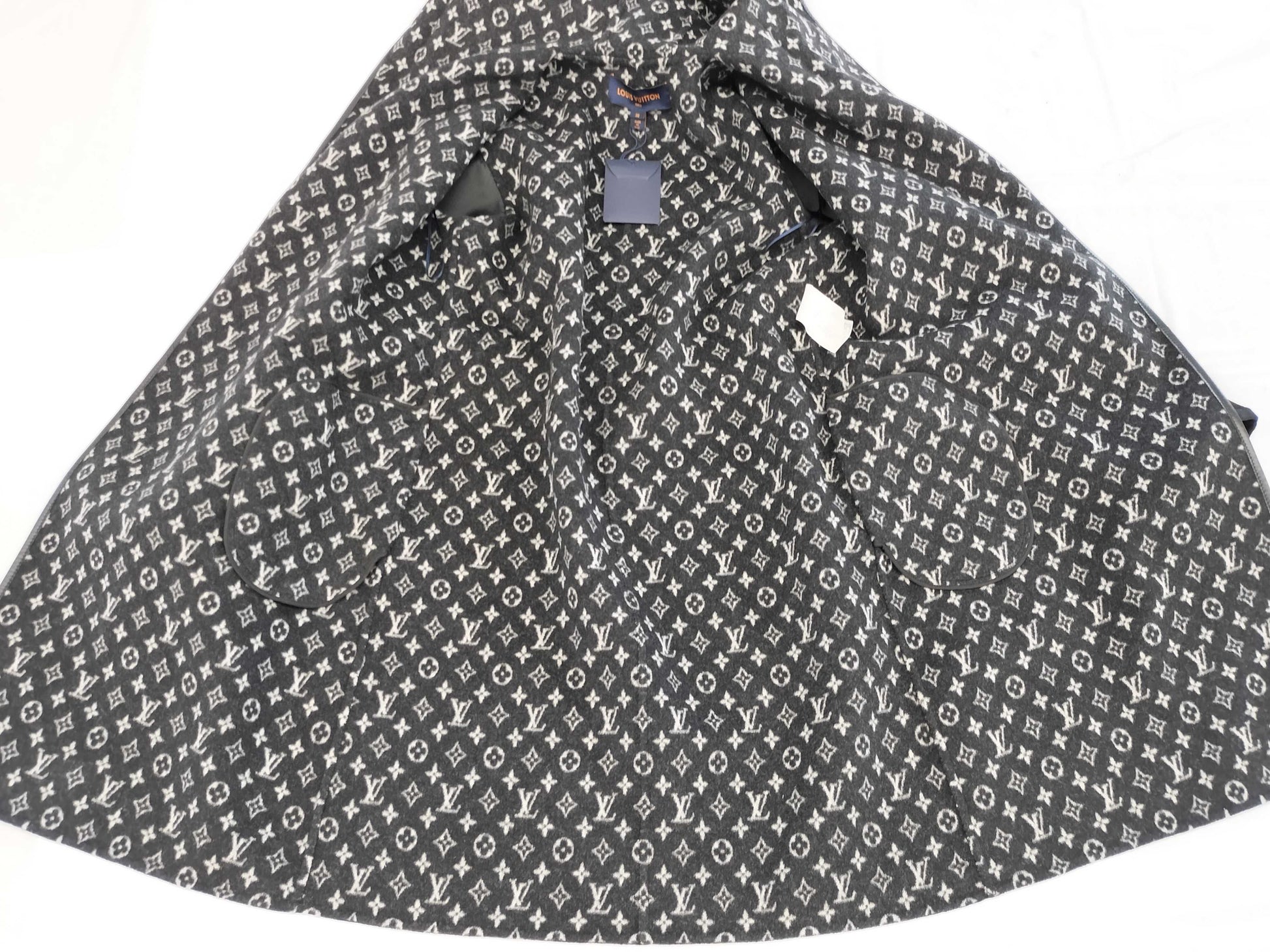 LOUIS VUITTON Monogram Women's Hooded Wrap Coat Size 38