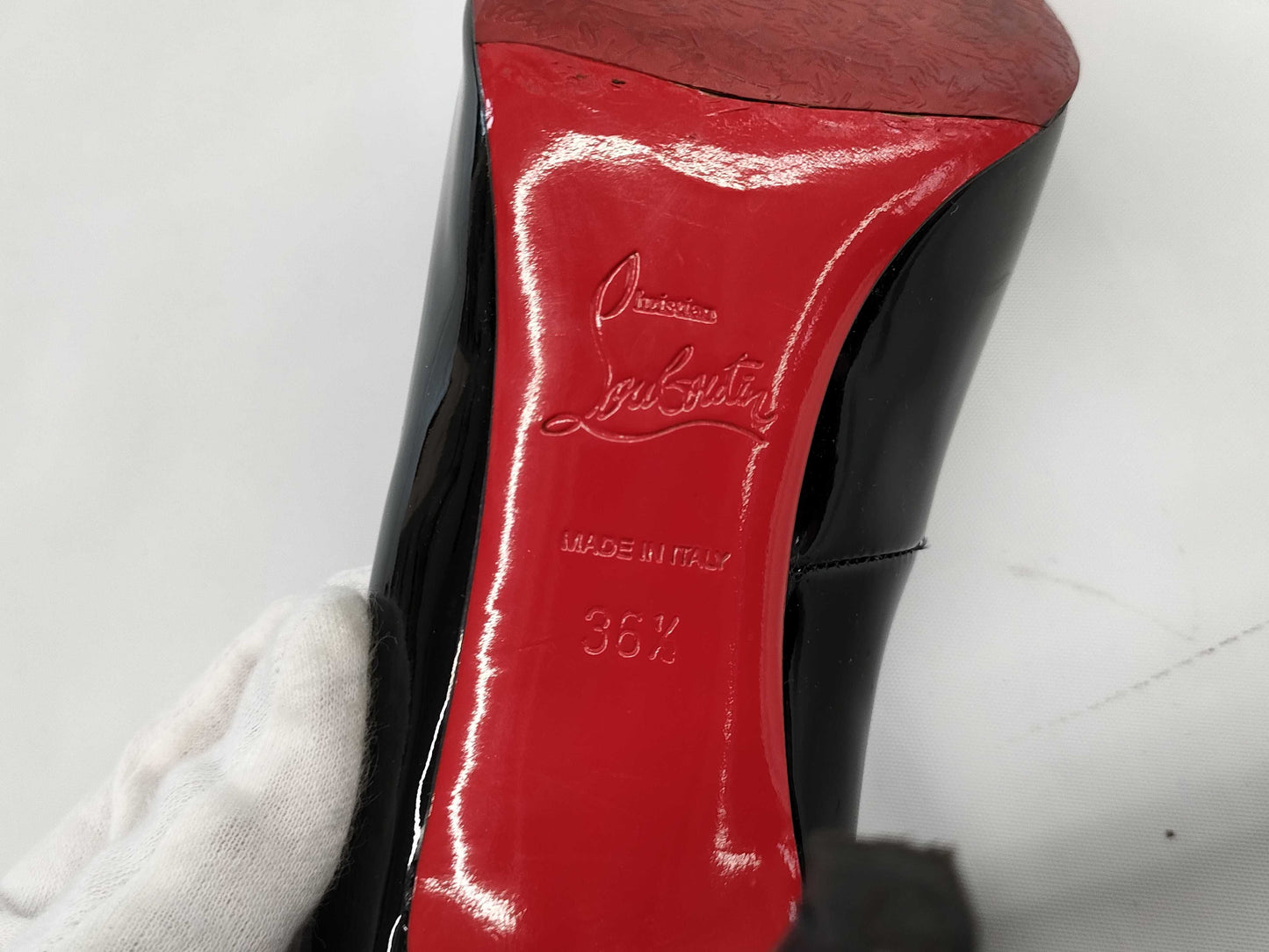 Christian Louboutin Enamel Pointed Toe Stiletto Heel Pumps