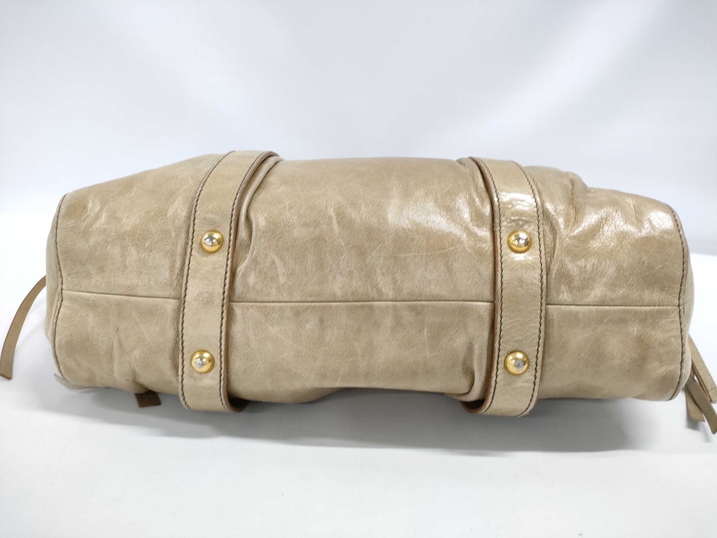 Miu Miu Vettelux Gathered Leather Handbag