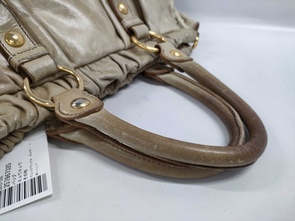 Miu Miu Vettelux Gathered Leather Handbag