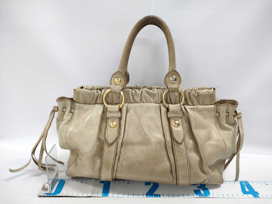 Miu Miu Vettelux Gathered Leather Handbag
