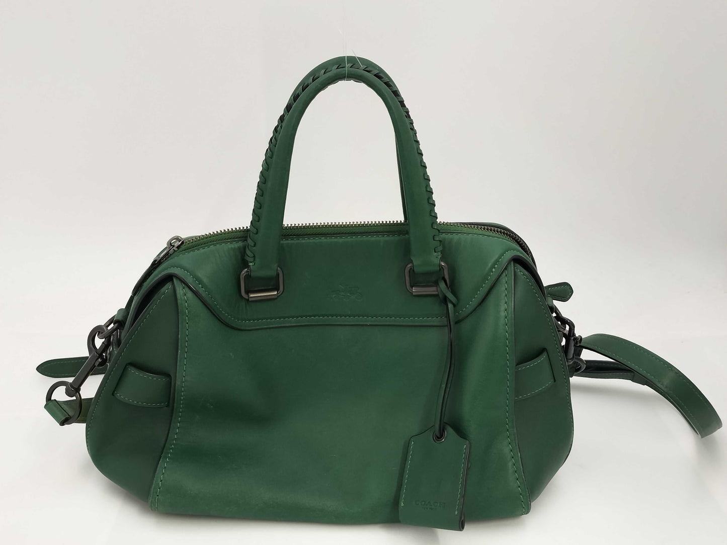 COACH Full Leather Green 2-Way Tote Bag