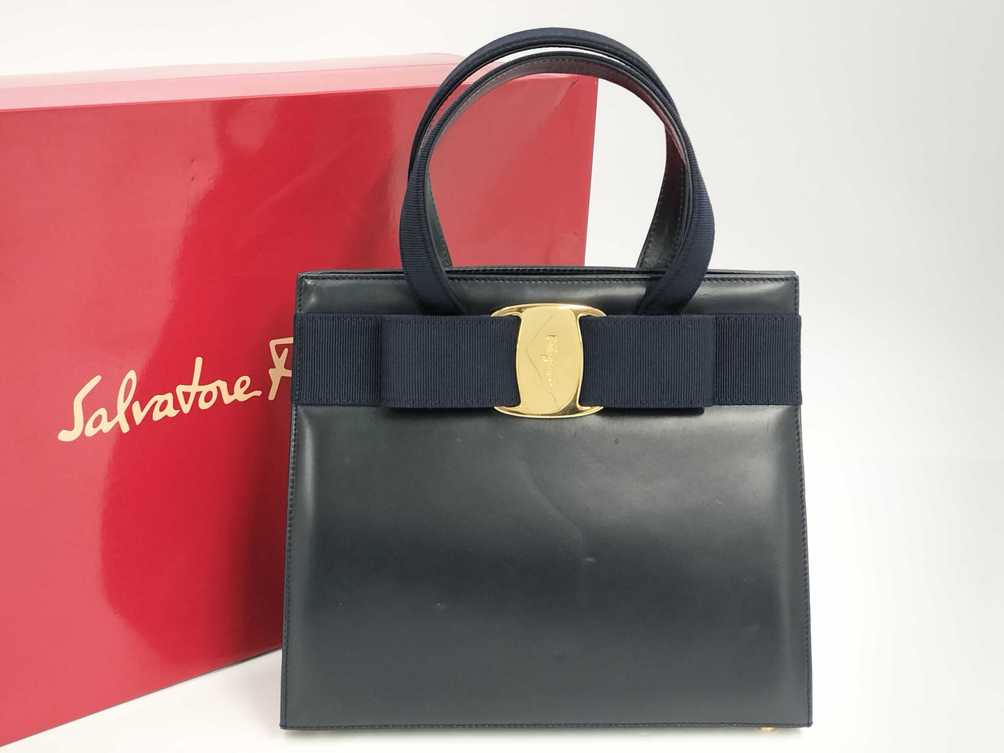 Salvatore Ferragamo Vala Ribbon Leather Handbag