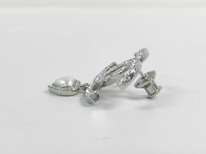 CHANEL B23 B Coco Rhinestone Heart Pin Brooch