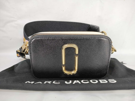 MARC JACOBS The Snapshot Black/White Leather Shoulder Bag
