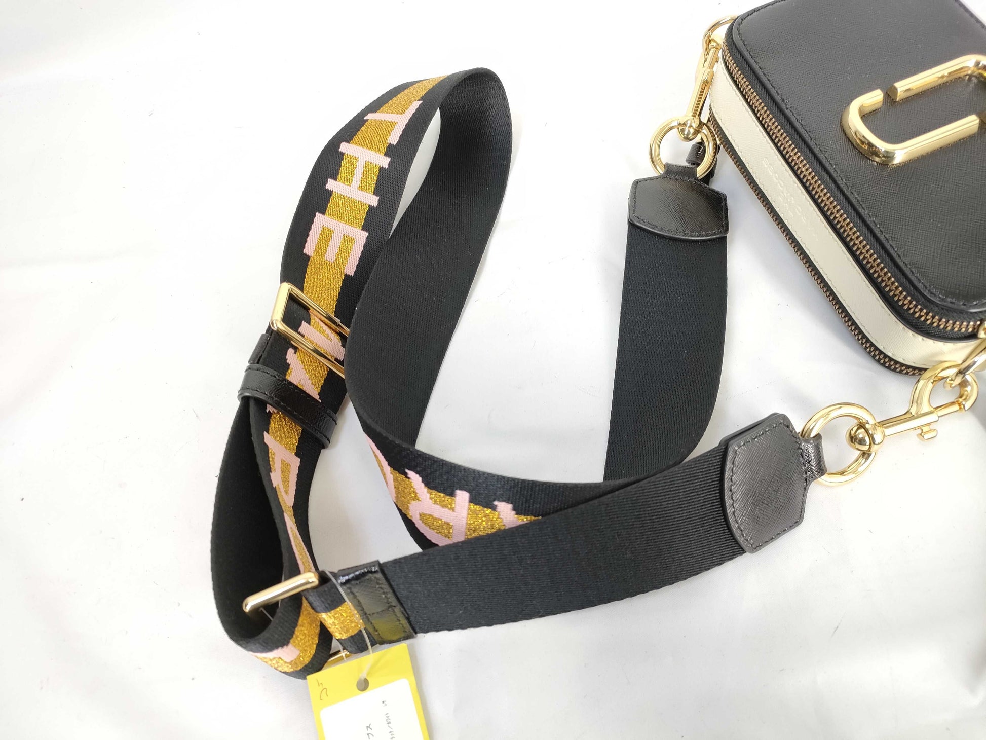 MARC JACOBS The Snapshot Black/White Leather Shoulder Bag