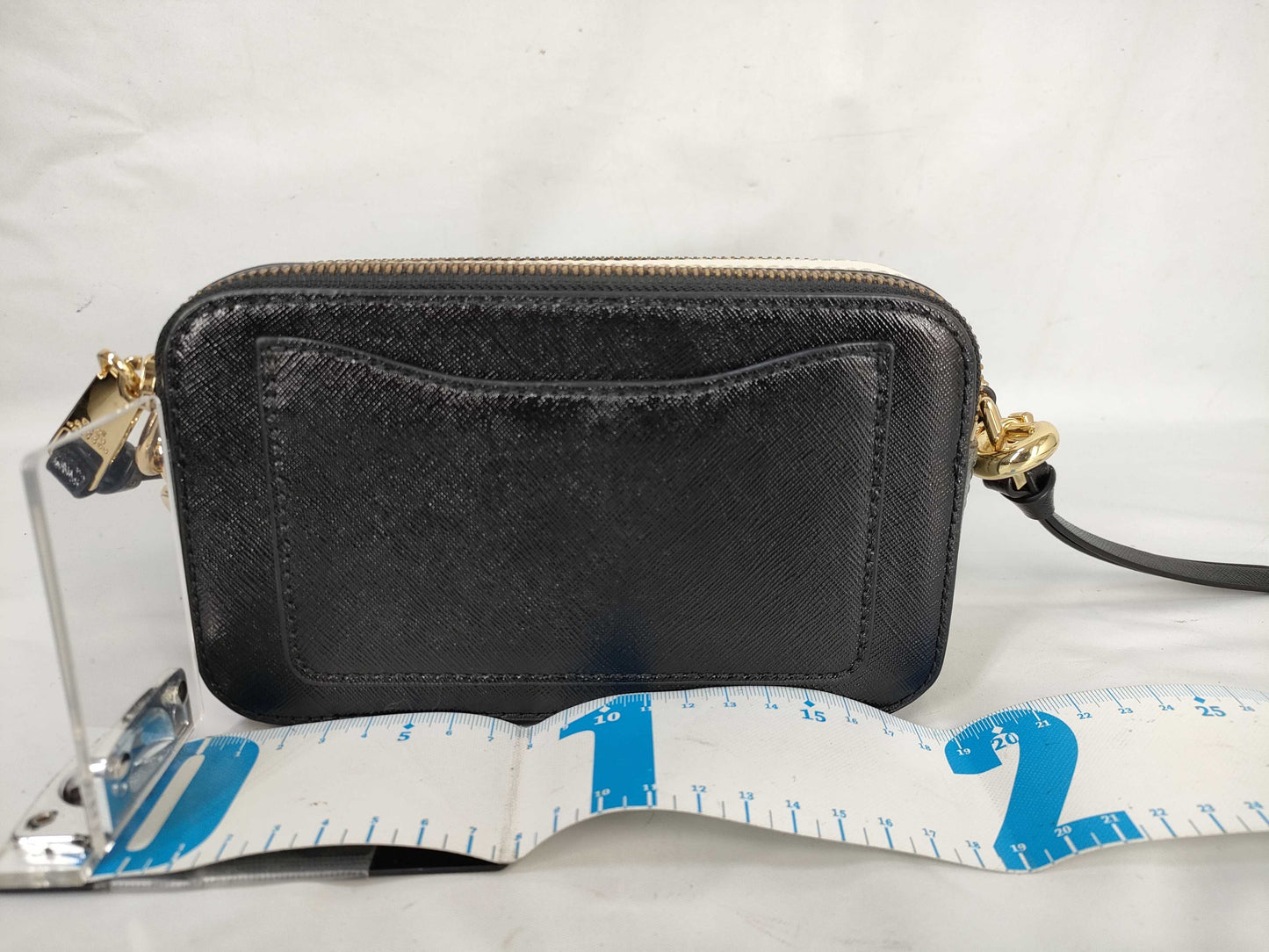 MARC JACOBS The Snapshot Black/White Leather Shoulder Bag