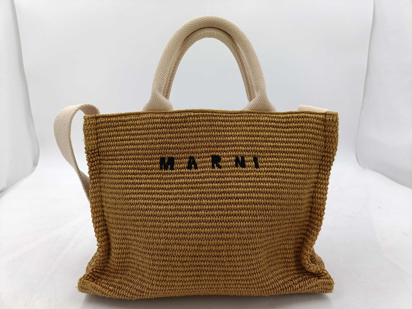 MARNI Raffia x Canvas 2-Way Tote Shoulder Bag