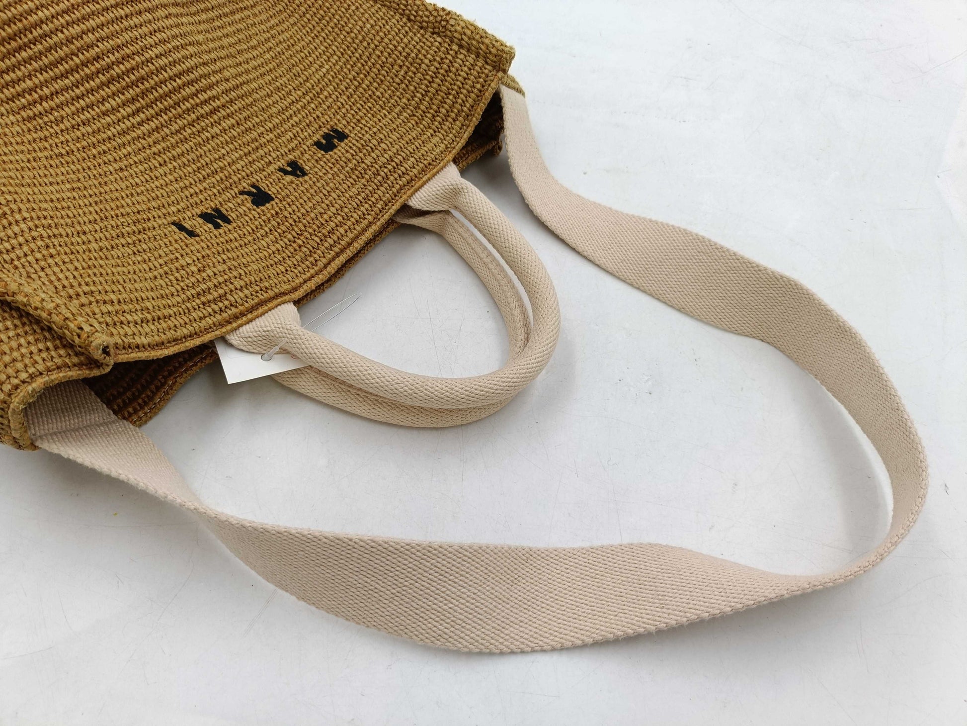 MARNI Raffia x Canvas 2-Way Tote Shoulder Bag