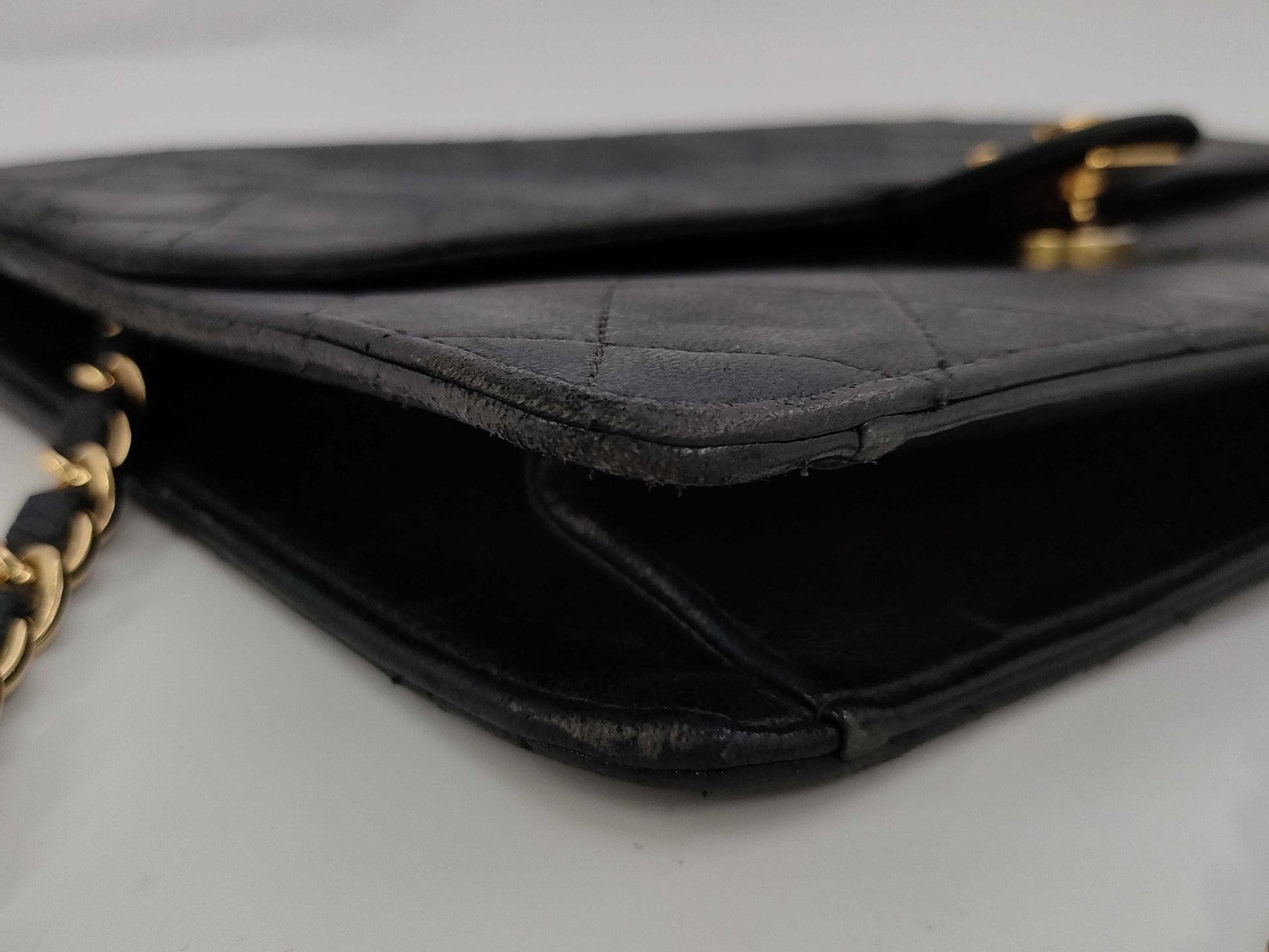 CHANEL Lambskin Matelasse Single Flap Push Lock Shoulder Bag