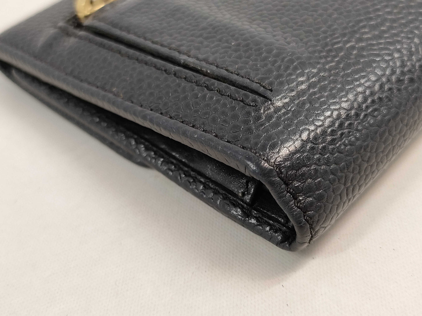 CHANEL Caviar Skin Coco Mark Bifold Wallet