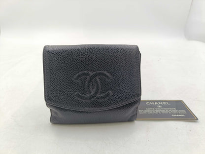 CHANEL Caviar Skin Tri-fold Wallet
